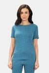 Amante Scoop Neck Sleep Tee - Blue Heart Print — thumbnail 1